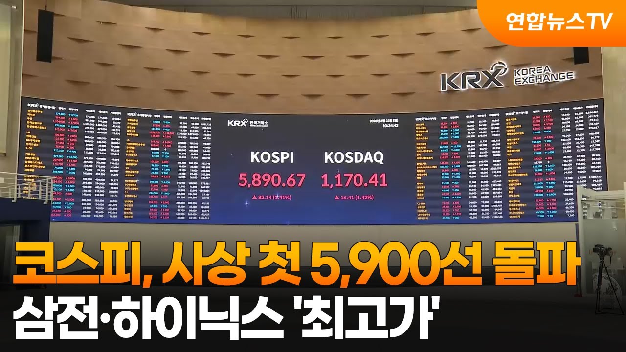 코스피, 사상 첫 5,900선 돌파…삼전·하이닉스 '최고가' / 연합뉴스TV (YonhapnewsTV)