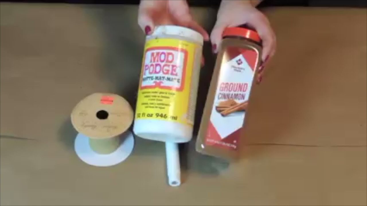 How to make a lamp using an empty spool of ribbon