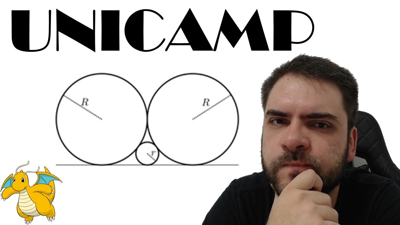 UNICAMP/2021 A figura abaixo exibe três círculos tangentes dois a dois e os três tangentes a uma