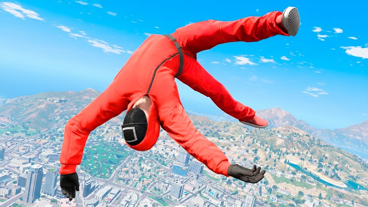 GTA 5 SQUID GAME GUARD RAGDOLLS/JUMP FAILS (Ragdolls Compilation) episode.40