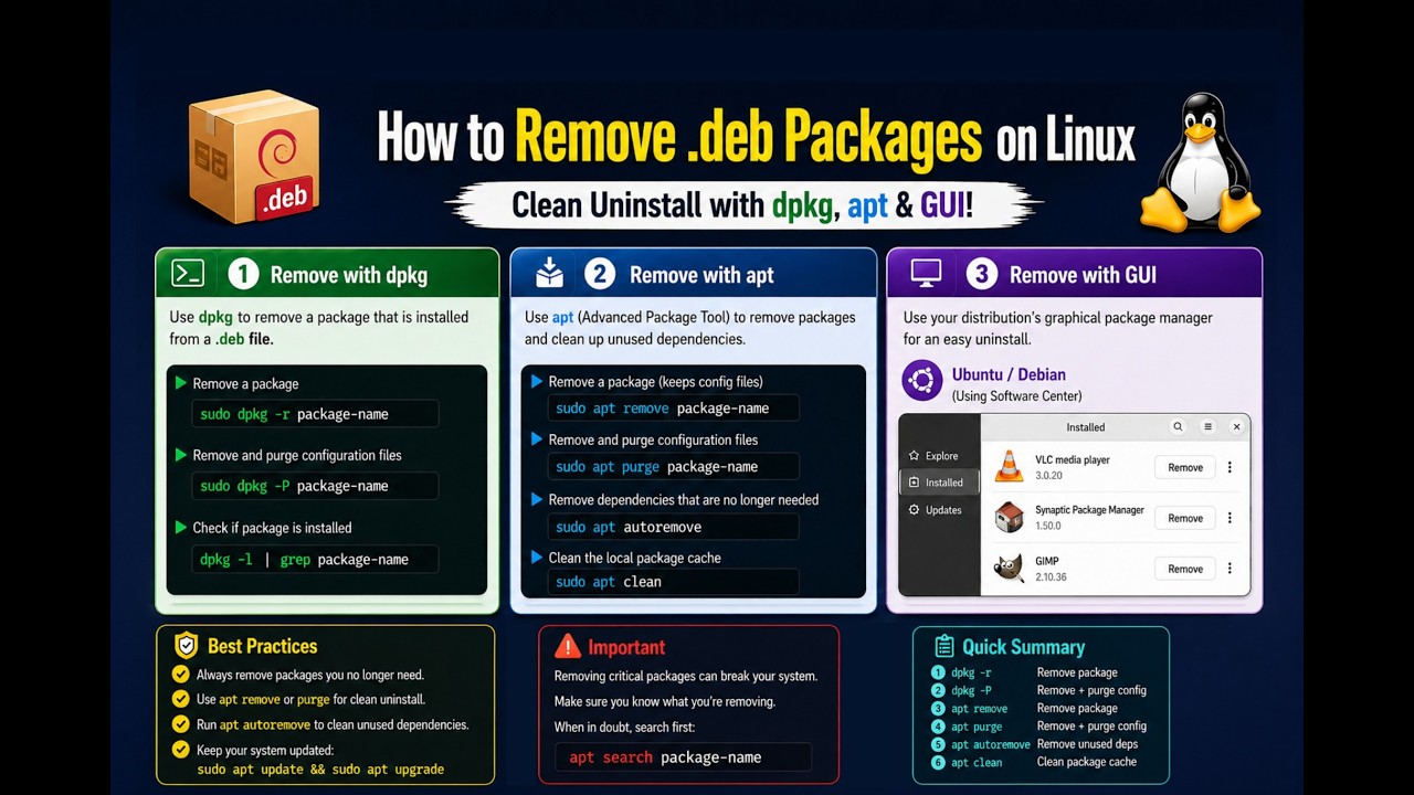 How to Remove .deb Packages on Linux &ndash; Clean Uninstall with dpkg, apt & GUI!