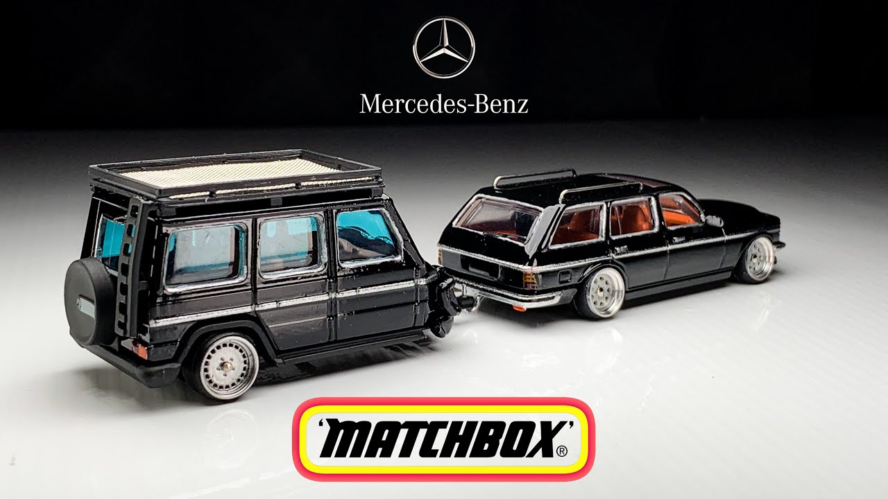 Mercedes Benz S123 classic wagon with G class Trailer Matchbox Custom