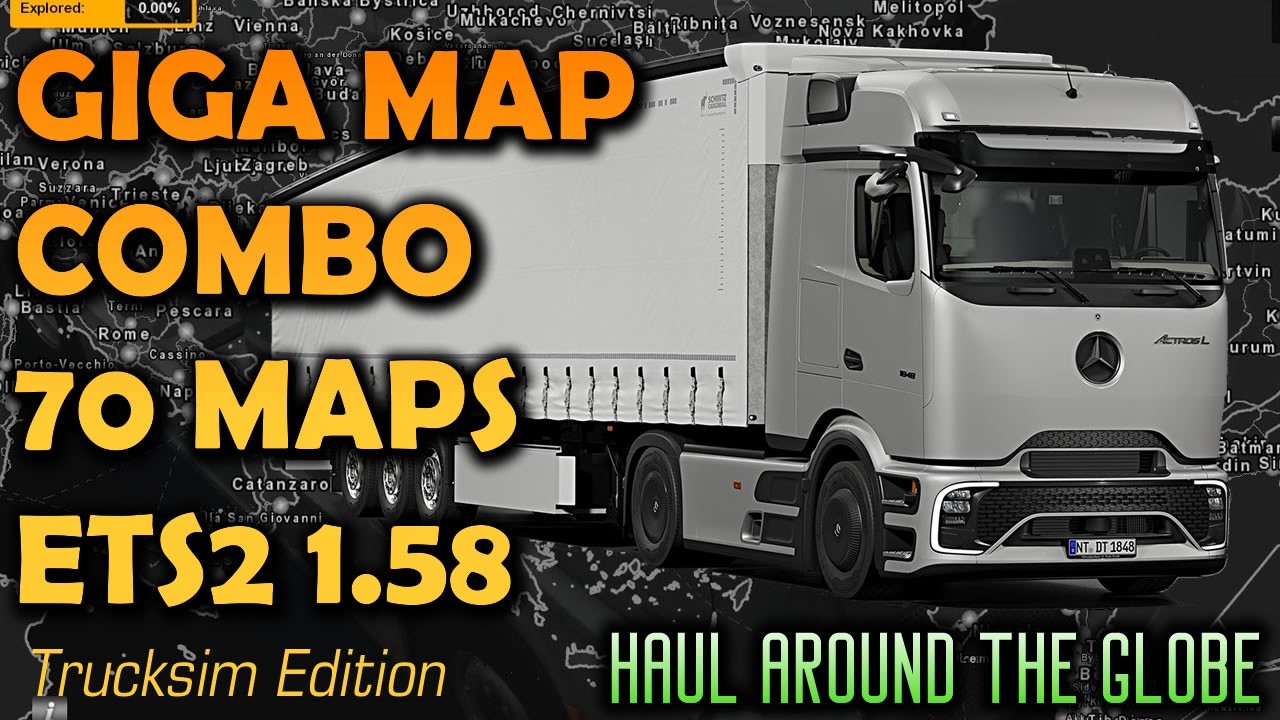 Гигантская карта в комплекте для ETS2 1.58 с 70 модифицированными картами. Руководство по настрой...