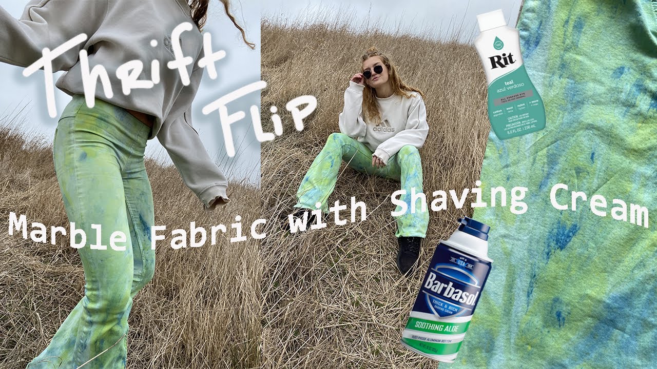 How to Marble Dye Fabric with Shaving Cream  | Thrift Flip  | Tie Dye Marble