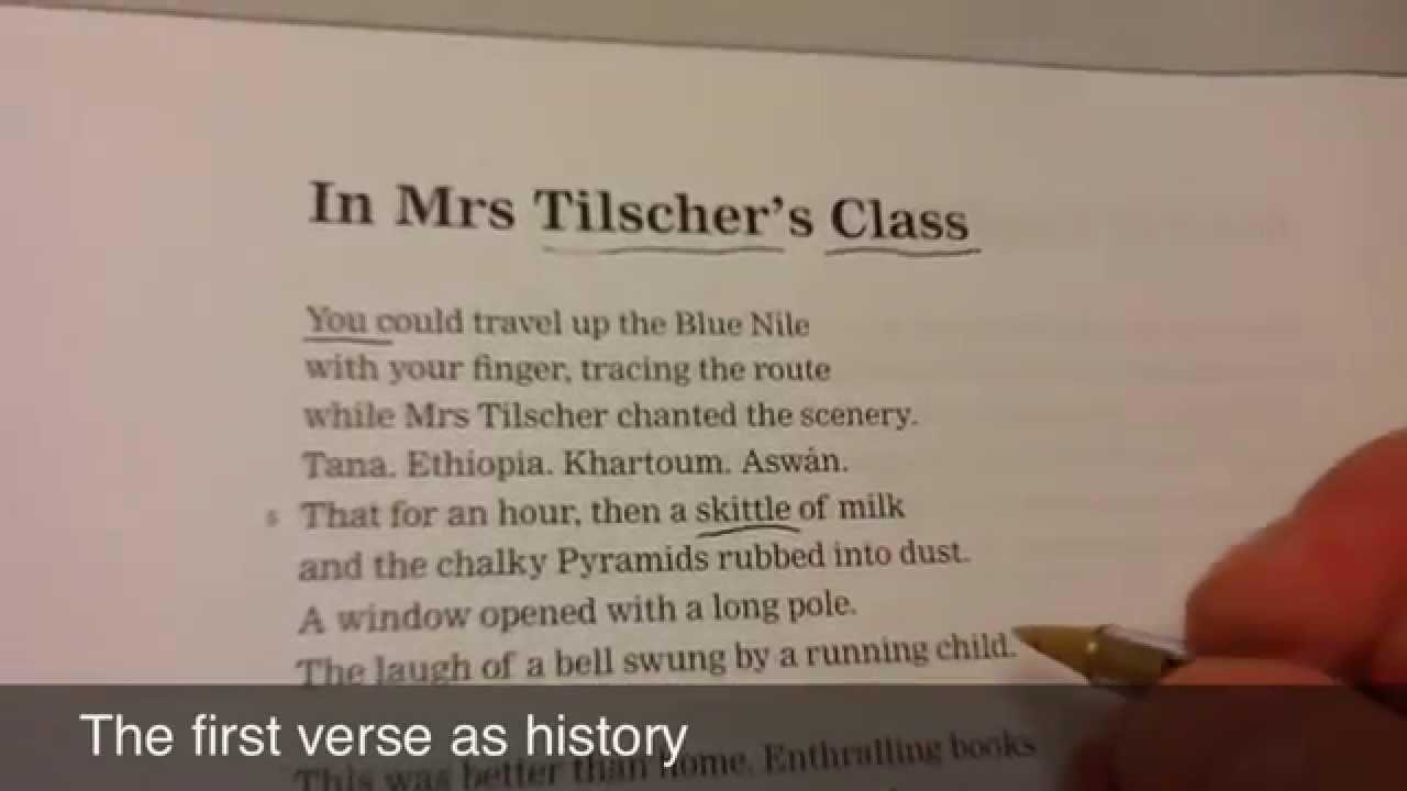 Complete analysis of In Mrs Tilcher's Class by Carol Ann Duffy