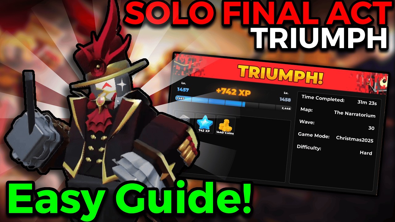 Solo Final Act Hard Mode Event Triumph + EASY GUIDE  - Tower Defense Simulator | TDS XMAS EVENT 2025