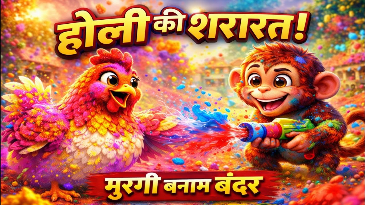 मुरगी और बंदर की रंगीन होली | शरारत से दोस्ती तक