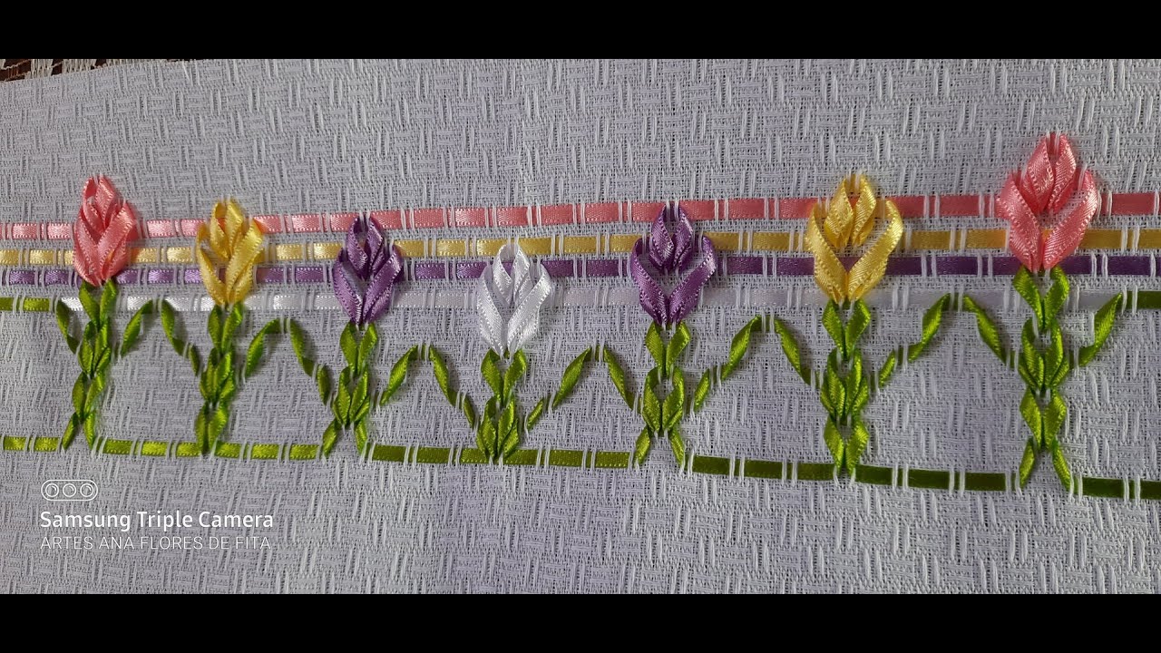 Flores em vagonite de fitas - passo a passo - modelo 96