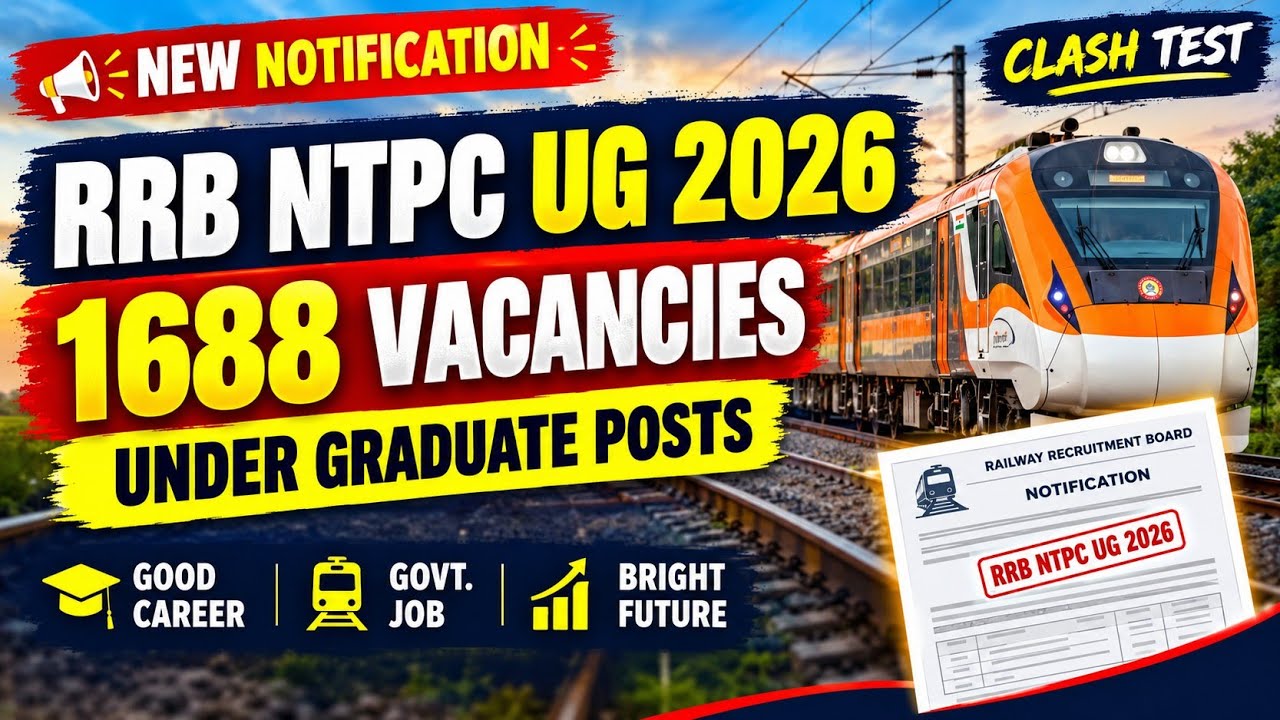 RRB NTPC UG 2026 Notification 🔥 1688 Vacancies | Eligibility, Age Limit & Apply Date | Clash Test
