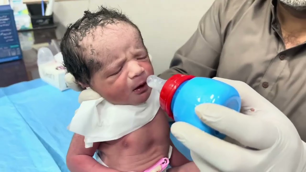 First time feeding newborn baby and scolding after feeding #baby #cutebaby #newborn #b… more
