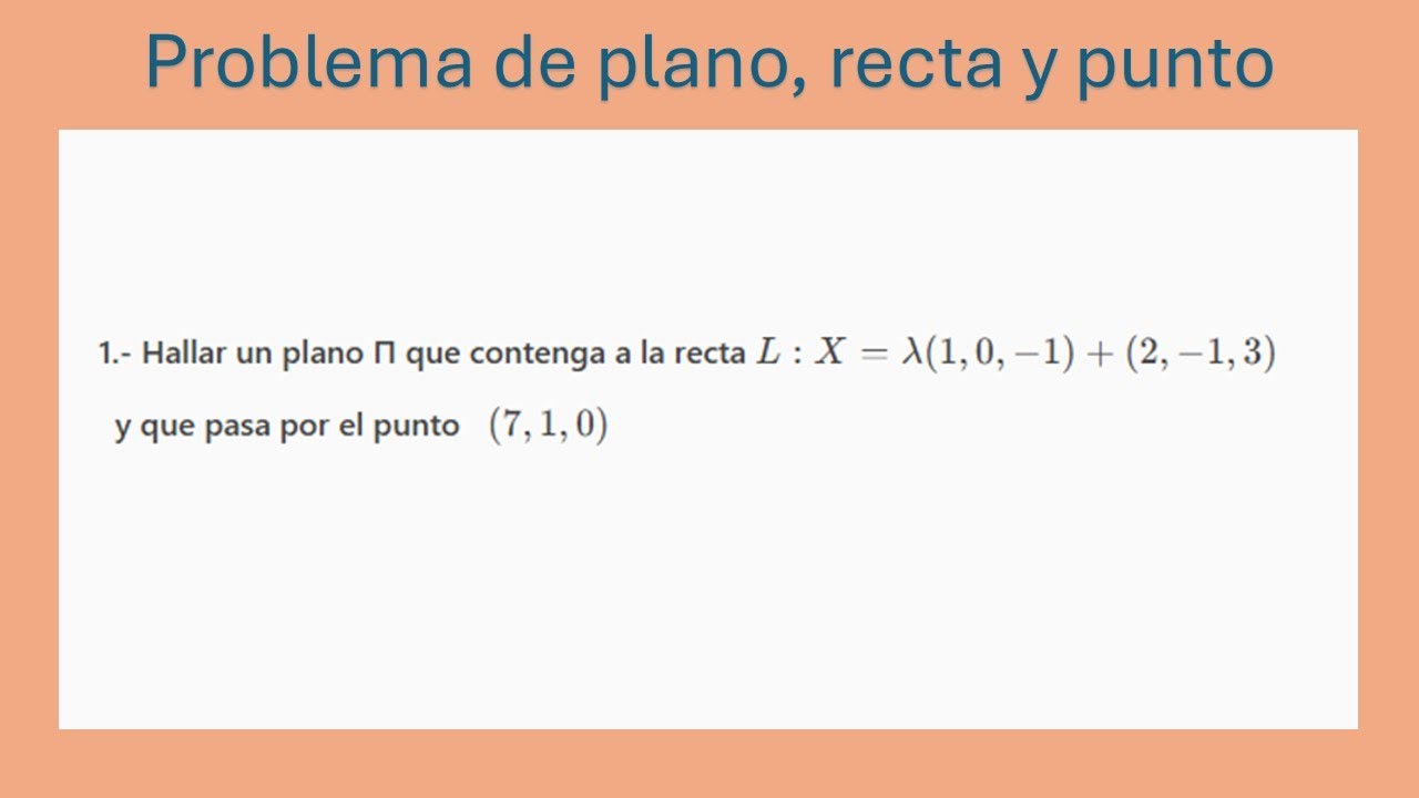 Problema de plano, recta y punto, un ejemplo