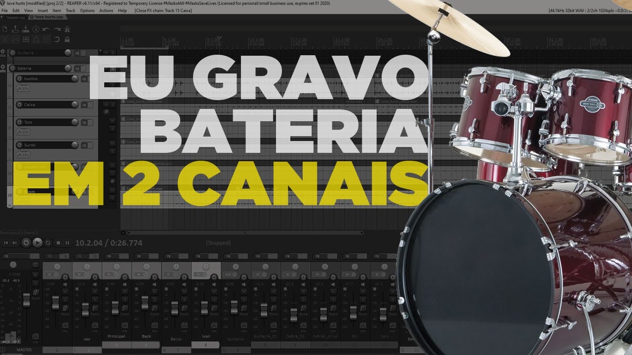 Gravação de Bateria em 2 Canais L/R