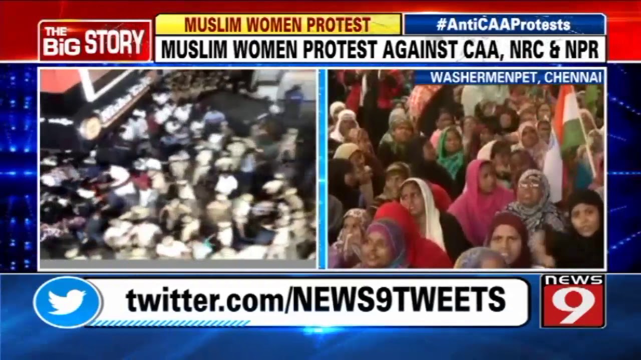 Muslim women protest again CAA in Chennai