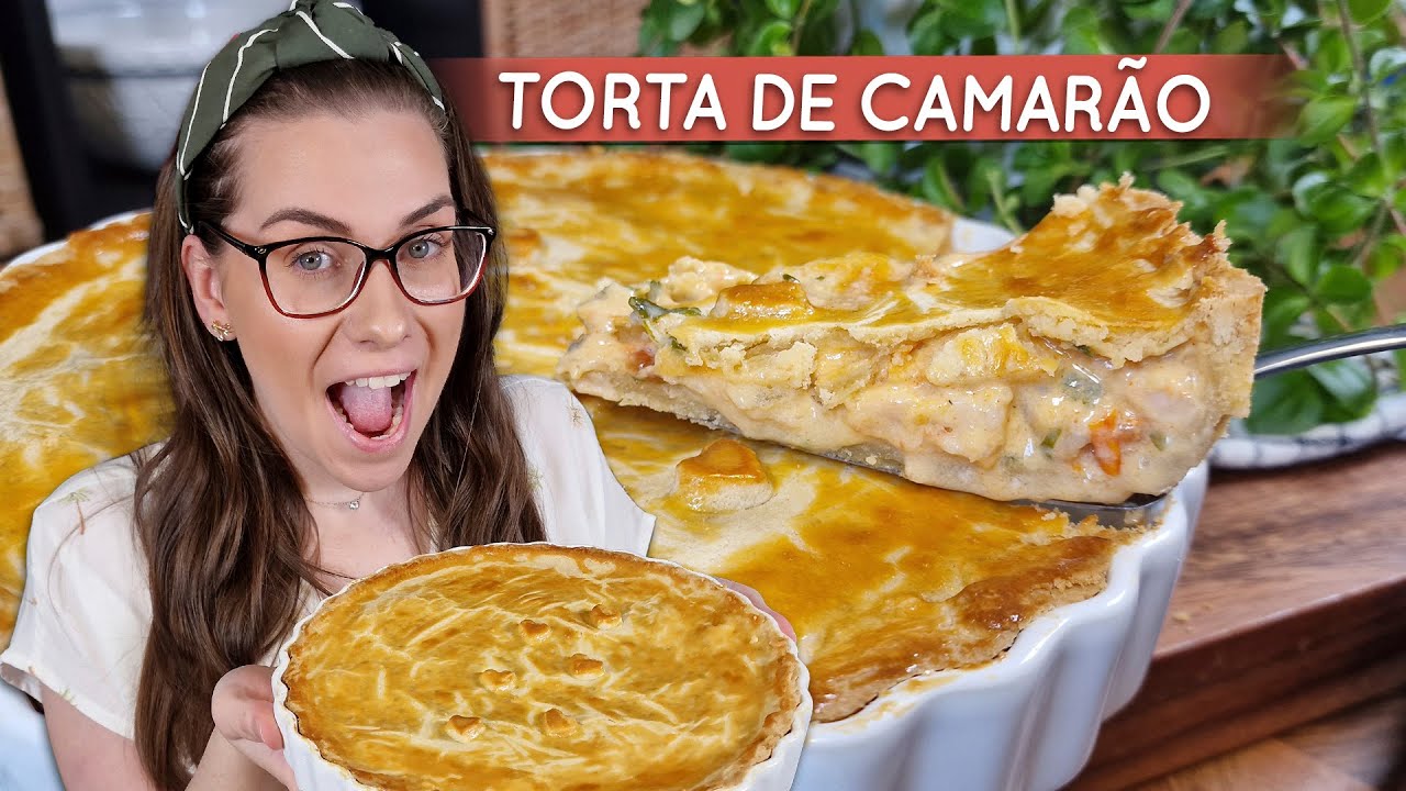 Torta de camarão, massa que derrete na boca, e recheio cremoso de camarão