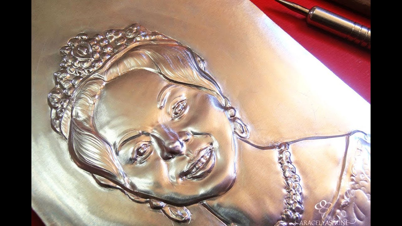 Así se repuja un rostro de frente ✂| Repujado en aluminio | Metal embossing