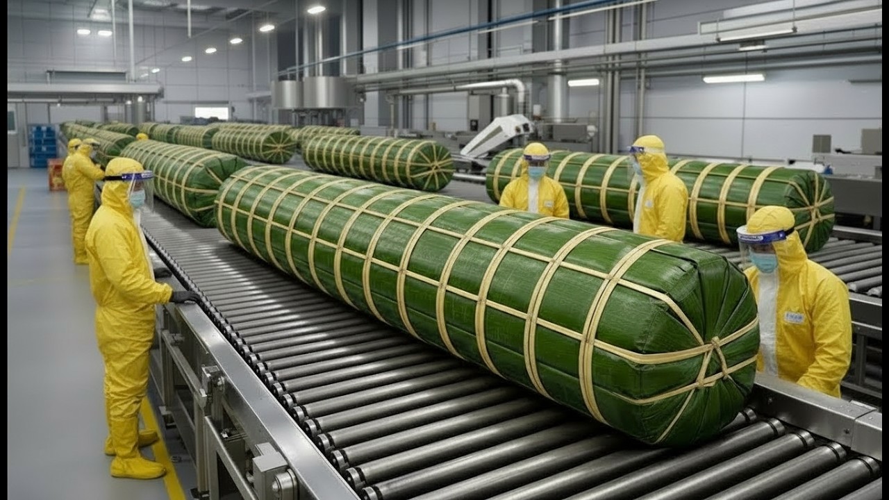 Inside a Largest High-Tech Sticky Rice Cake Factory: Automated Banana Leaf Wrapping (Full Process)