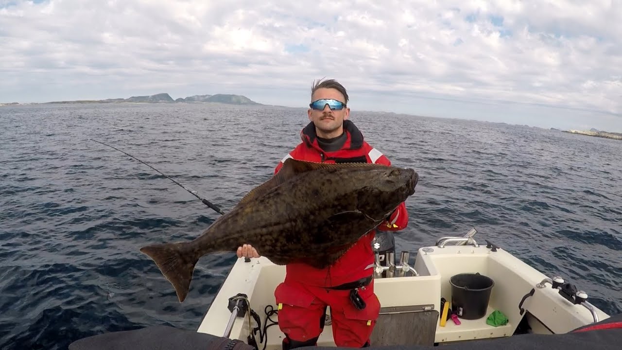Bending the Jigstar Phantom on a small halibut (kveite) on the coast of helgeland
