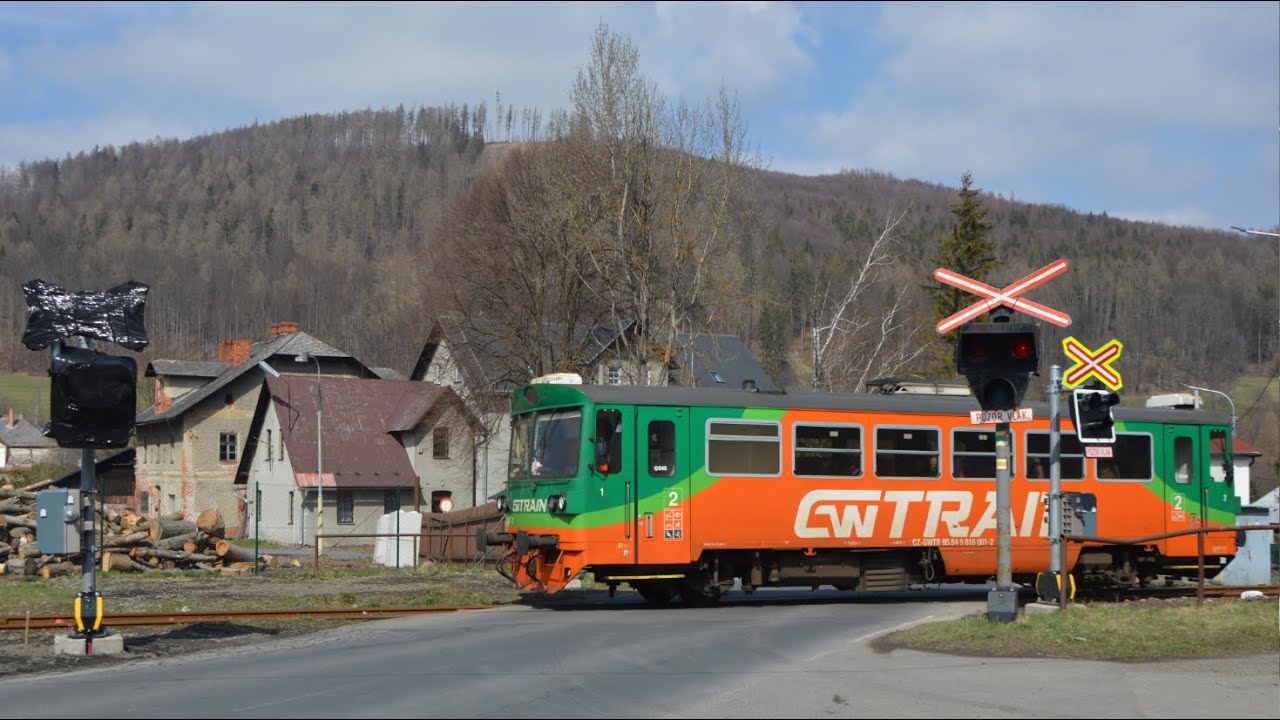 Železniční přejezd Karlovice VÚD + AŽD LED! (06.04.2023)
