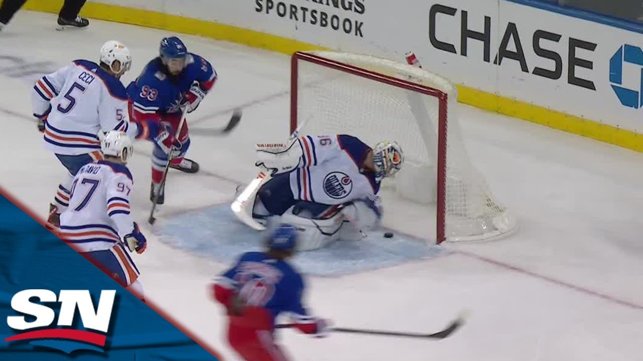 Chris Kreider Banks Puck In Off Jack Campbell To Extend Rangers' Lead