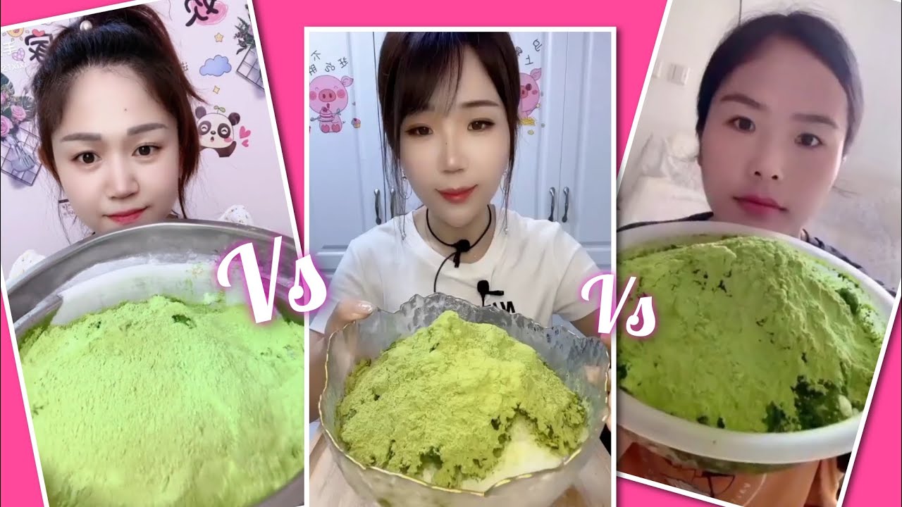 ASMR :Heavy Green powder| Versus Series| soft Ice|Crushed ice|White Ice eating|V-Good Crunchy Ice