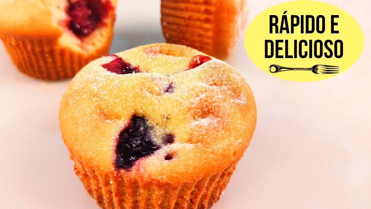 Muffin / bolinho de frutas vermelhas: fácil e delicioso | Receitas fáceis | Minha Cozinha de Amor