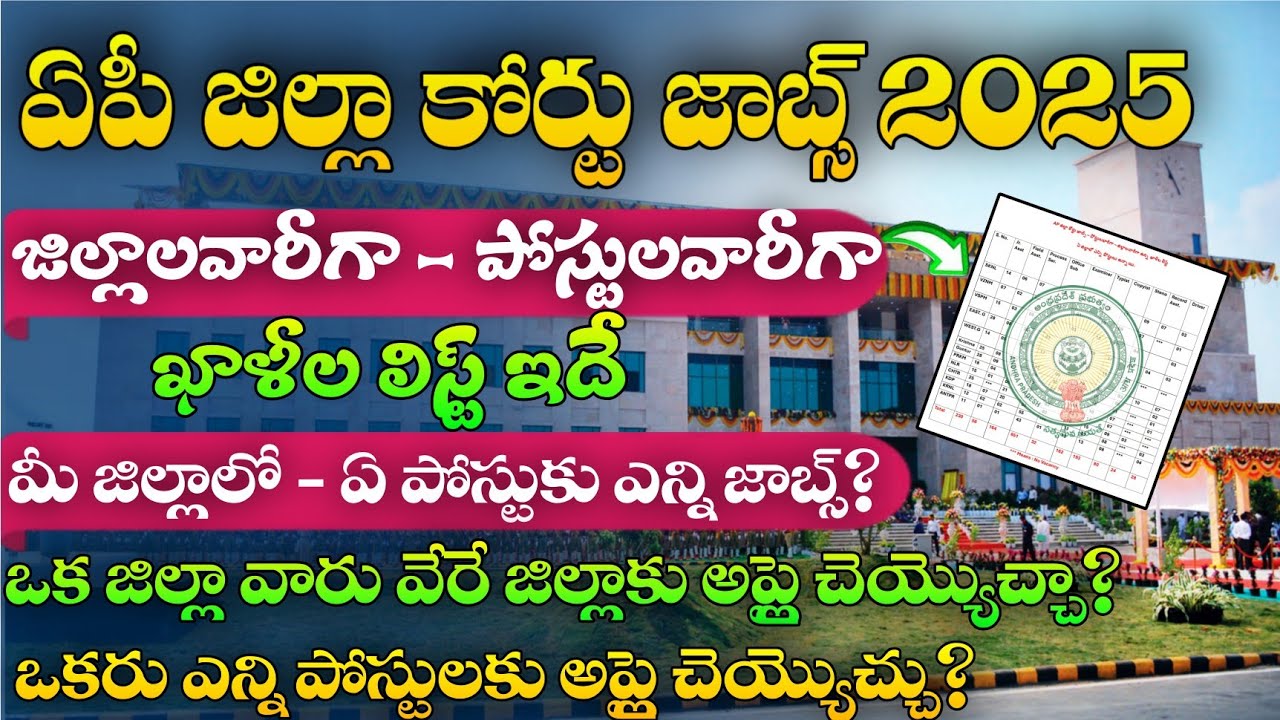 ఏపీ జిల్లా కోర్టు జాబ్స్ - జిల్లాలవారీగా, పోస్టులభారీగా ఖాళీల లిస్ట్|AP High Court Notification 2025