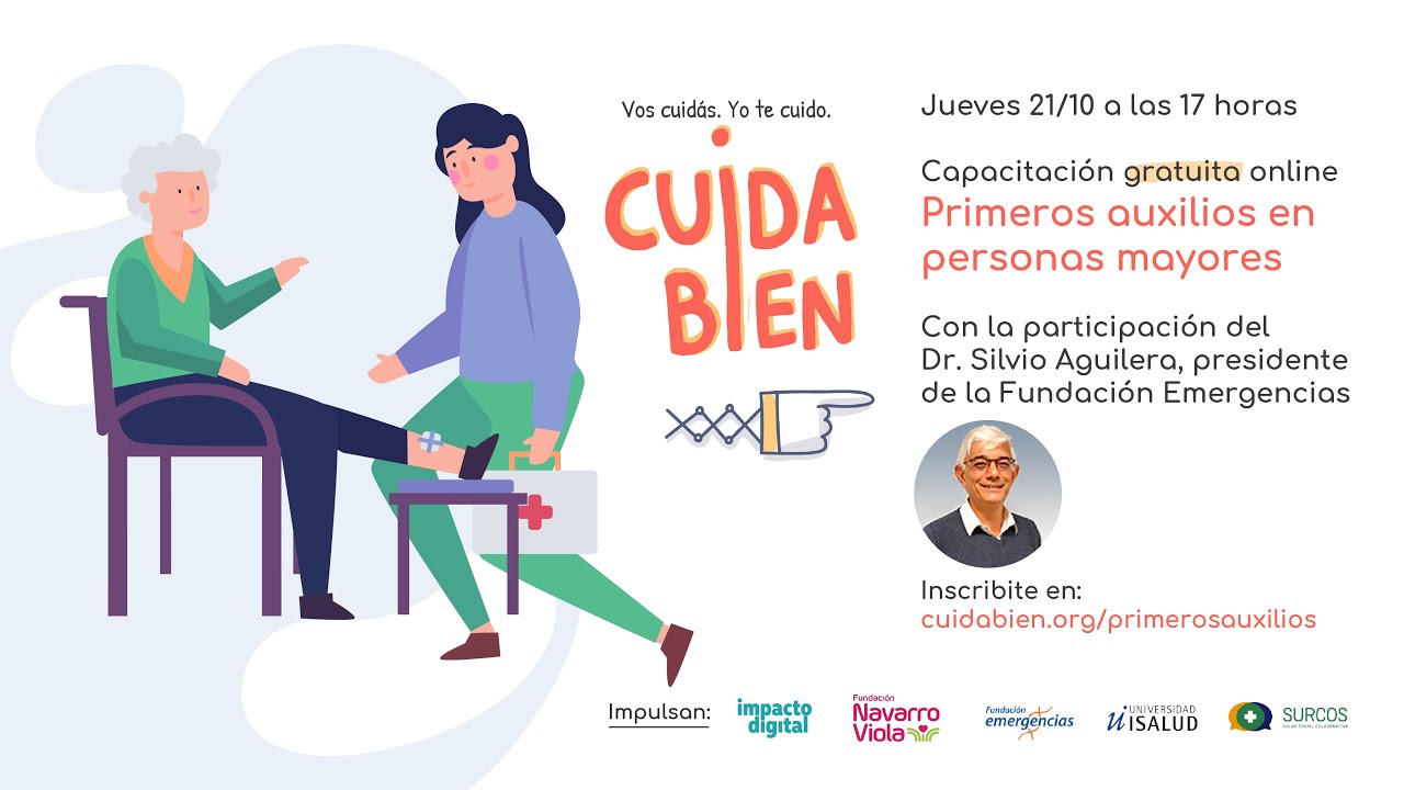 Primeros auxilios en personas mayores - Capacitación online en vivo