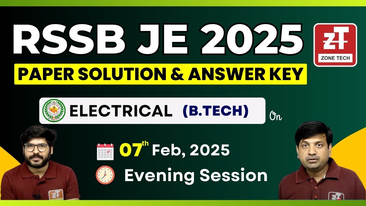 RSSB JE Electrical (B.Tech) Paper Solution | RSMSSB JE Paper Analysis Answer Key | 7 February