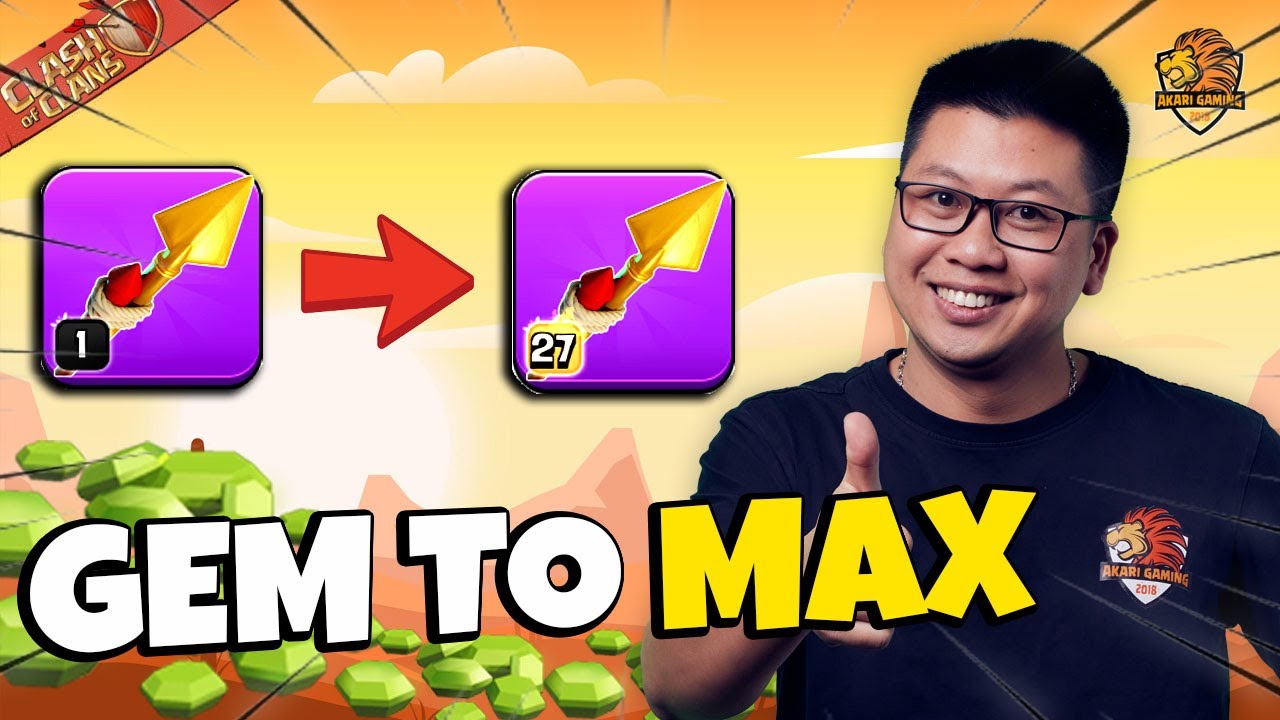 T&ocirc;i Đ&atilde; Đập Gem N&acirc;ng Max Ngọn Gi&aacute;o T&ecirc;n Lửa Đ&aacute;nh War Clash of clans | Akari Gaming