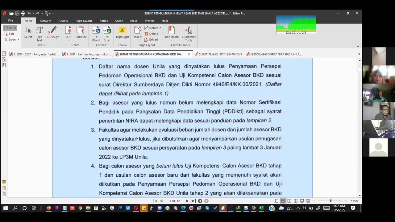 Pelatihan BKD - FISIP Unila  (05 Januari 2022)