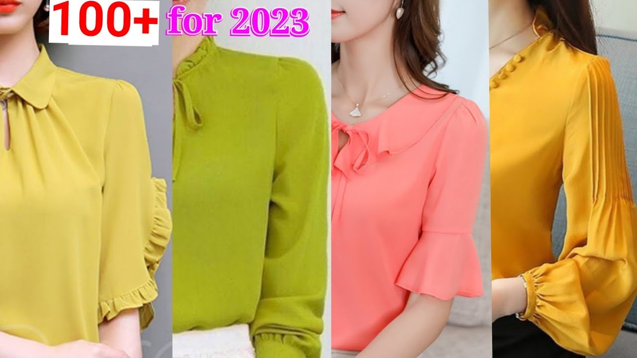 beautiful casual wear chiffon blouse design 2023| Office wear blouse design ideas  for women 2023.