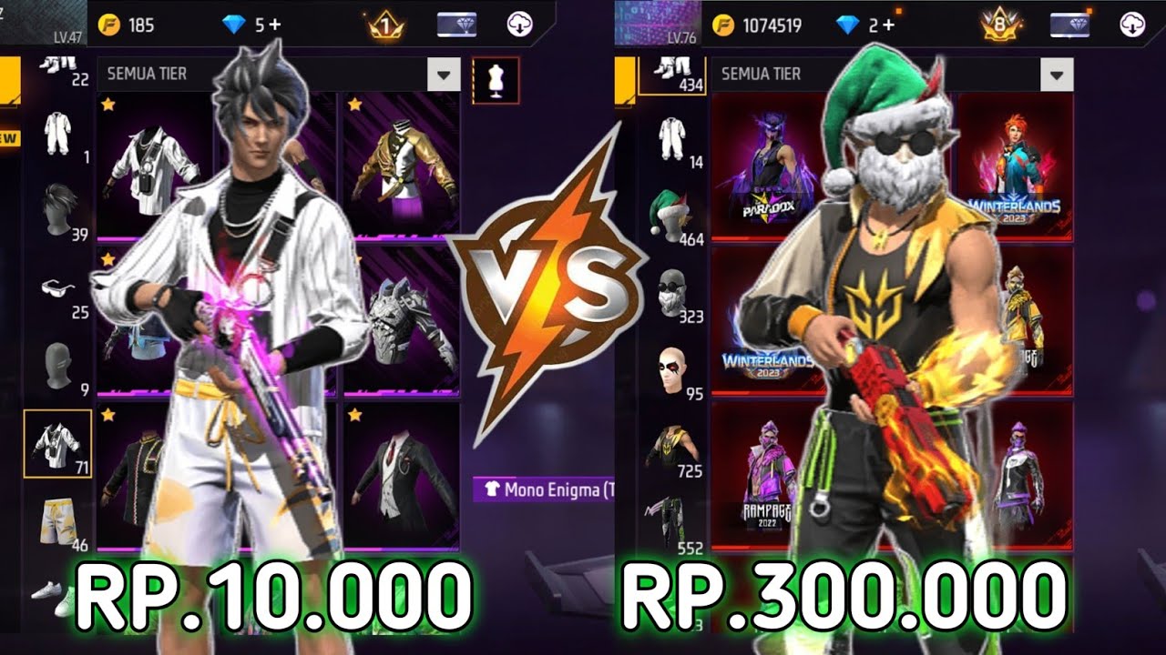 REVIEW AKUN FF SEHARGA 10.000 VS 300.000‼️