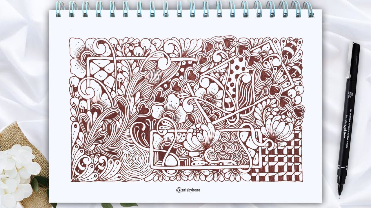 How To Draw Zentangle Art || Brown Zentangle Art || Tangle Art