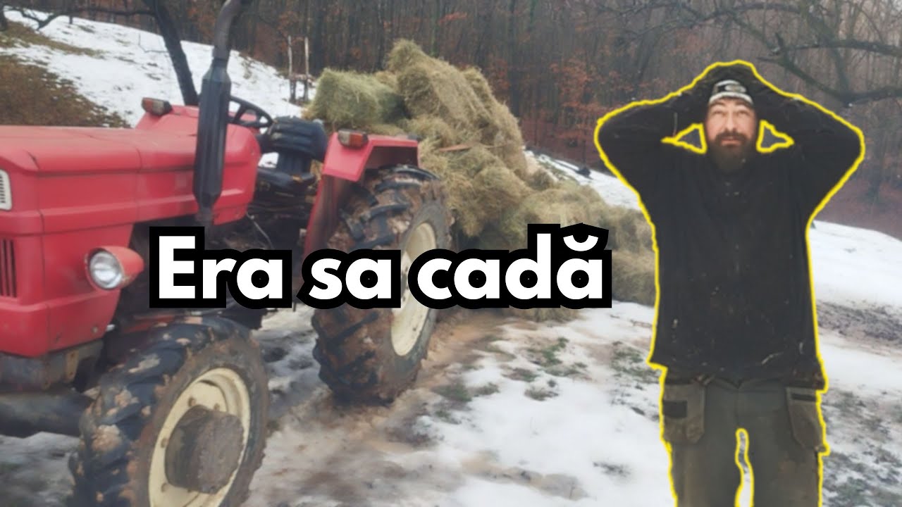 Când fânul o ia la vale… | Transport baloții în condiții de iarnă