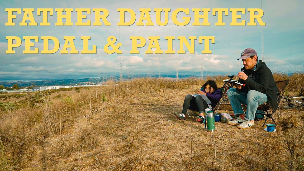 Father and Daughter Go On a Bike Ride and Sketch Together