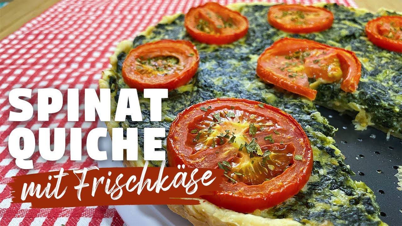 leckere Spinat Frischkäse Quiche mit Blätterteig | Herzhaft backen | Vegetarisch