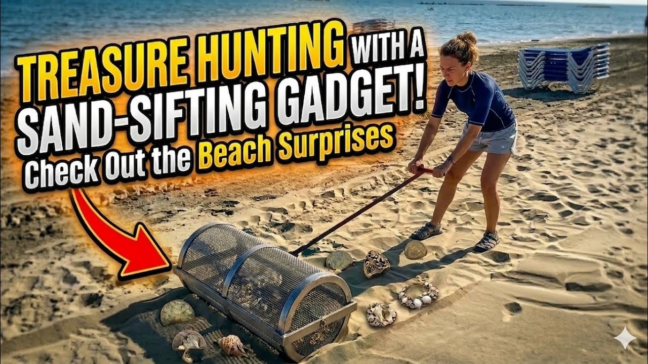 How to Treasure Hunting with a Sand-Sifting Gadget! Check Out the Beach Surprises! #Beach 