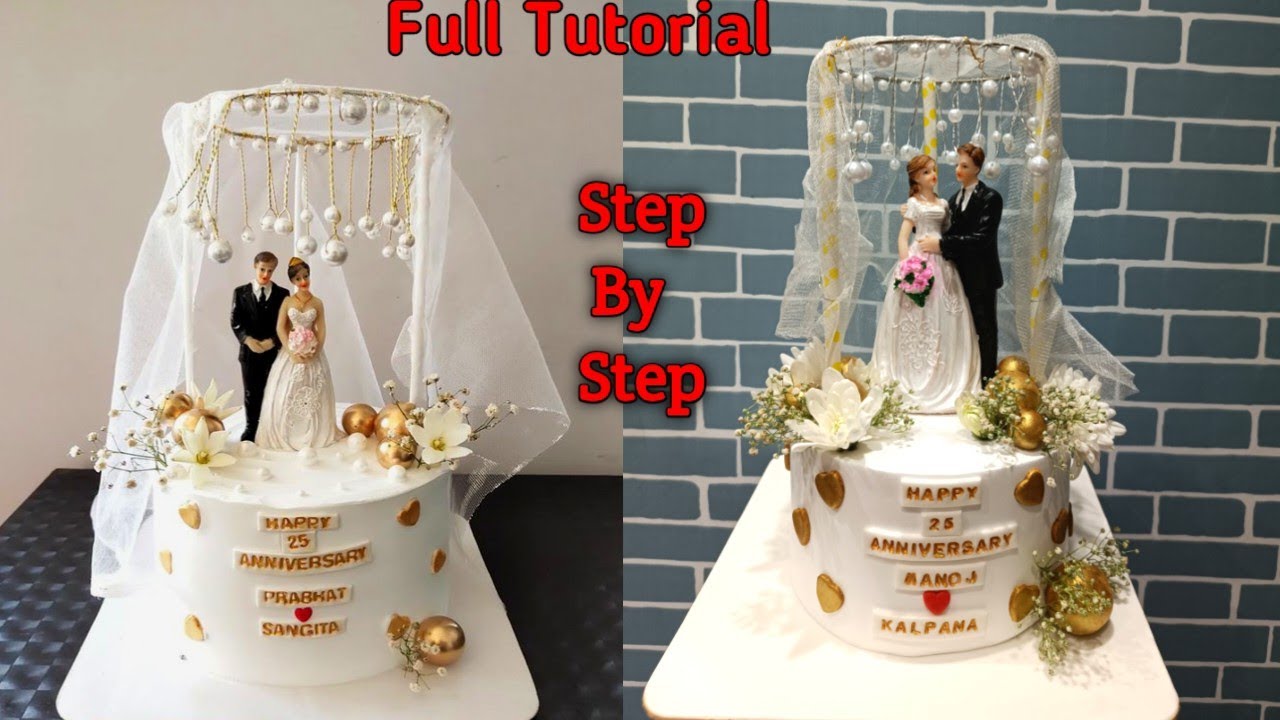 Couple Theme 25th Wedding Anniversary Cake | Couple Anniversary Cake | Romantic Anniversary Cake