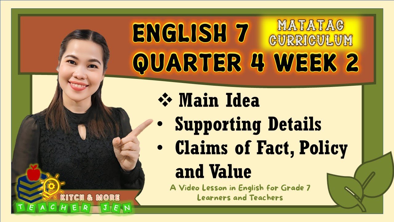MAIN IDEA, CLAIMS of FACT, POLICY & VALUE | ENGLISH 7 | QUARTER 4 | Week 2 | MATATAG Curriculum