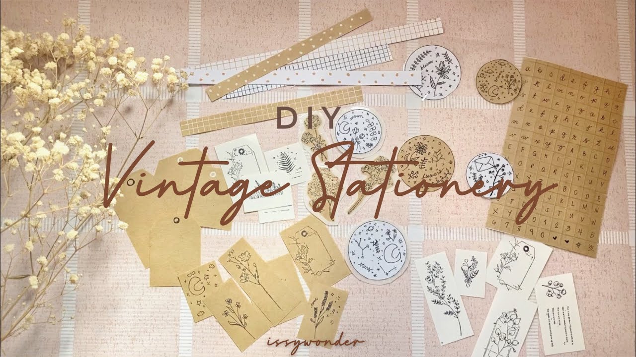 DIY Vintage Stationery ✨ | alphabet sticker, washi tape, tags , stickers