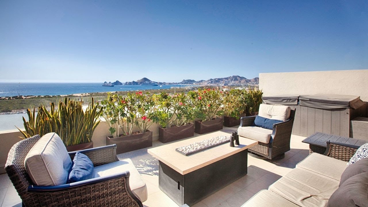 This Cabo Penthouse villa has an incredible rooftop with panoramic views of the Sea of Cortez.