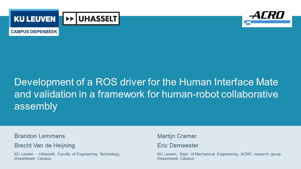 Development of a ROS driver for the HIM and validation in a framework for HRC assembly