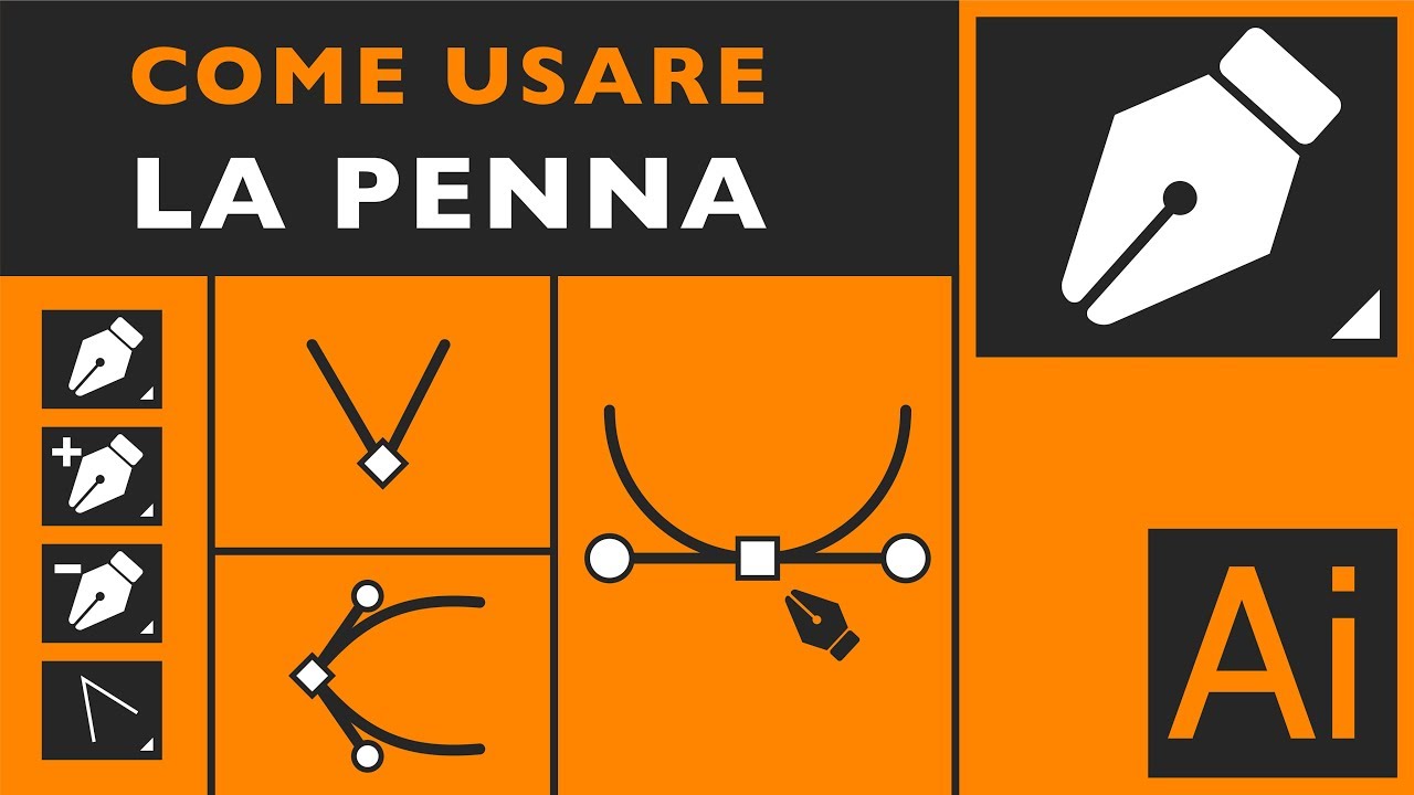Come usare la penna in Adobe Illustrator - [punti di ancoraggio, curve e maniglie]-L03-Pt2
