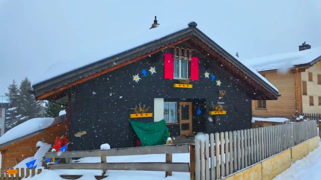 The Most Beautiful Switzerland Village in a Heavy Snow Weather  - This Village is Made for Snow Time