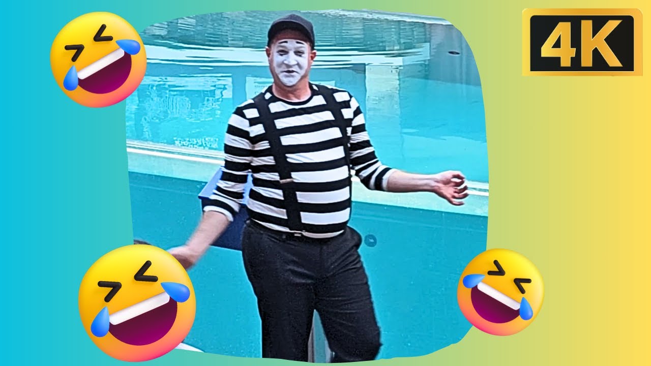 Забавный мим Роб 4K — SeaWorld Orlando — 23 сентября 2023 г.