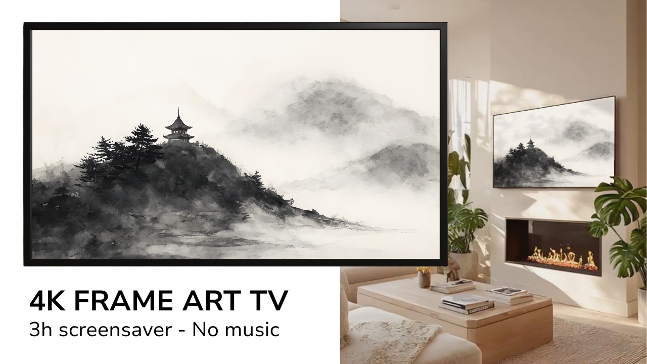 Zen Ink Wash Landscape for Frame TV – Minimal Japanese Style 4K Art Screensaver