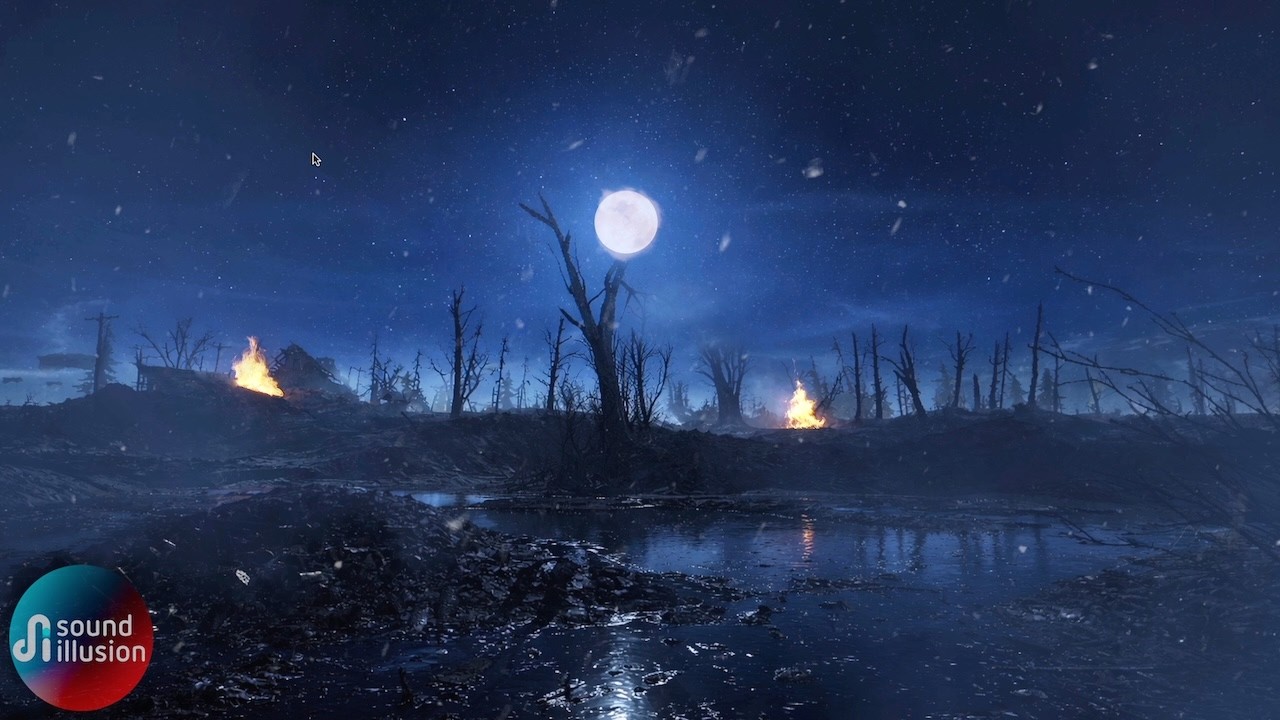 WW1 Snow Trench Ambience for Sleep ❄️ Distant Artillery & Winter Wind (8 Hours)