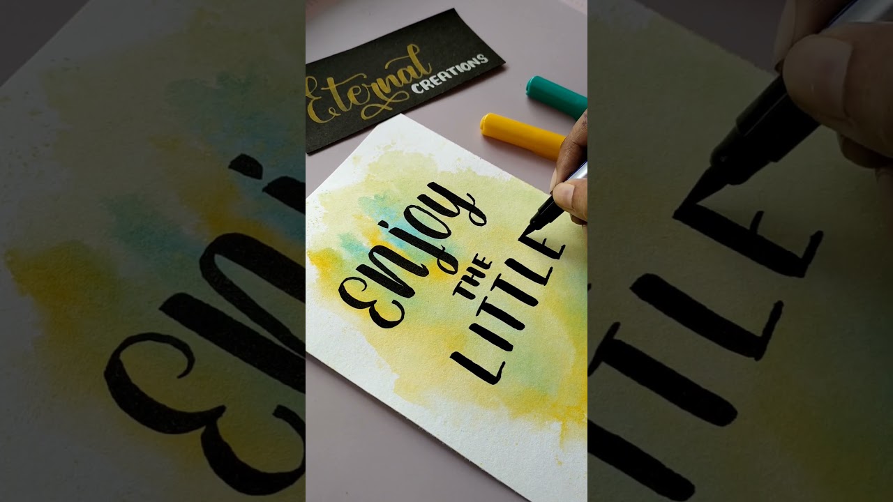 Watercolor Background & Quotes Calligraphy 😍✨ #shorts #calligraphy #watercolor #ytshorts #viral