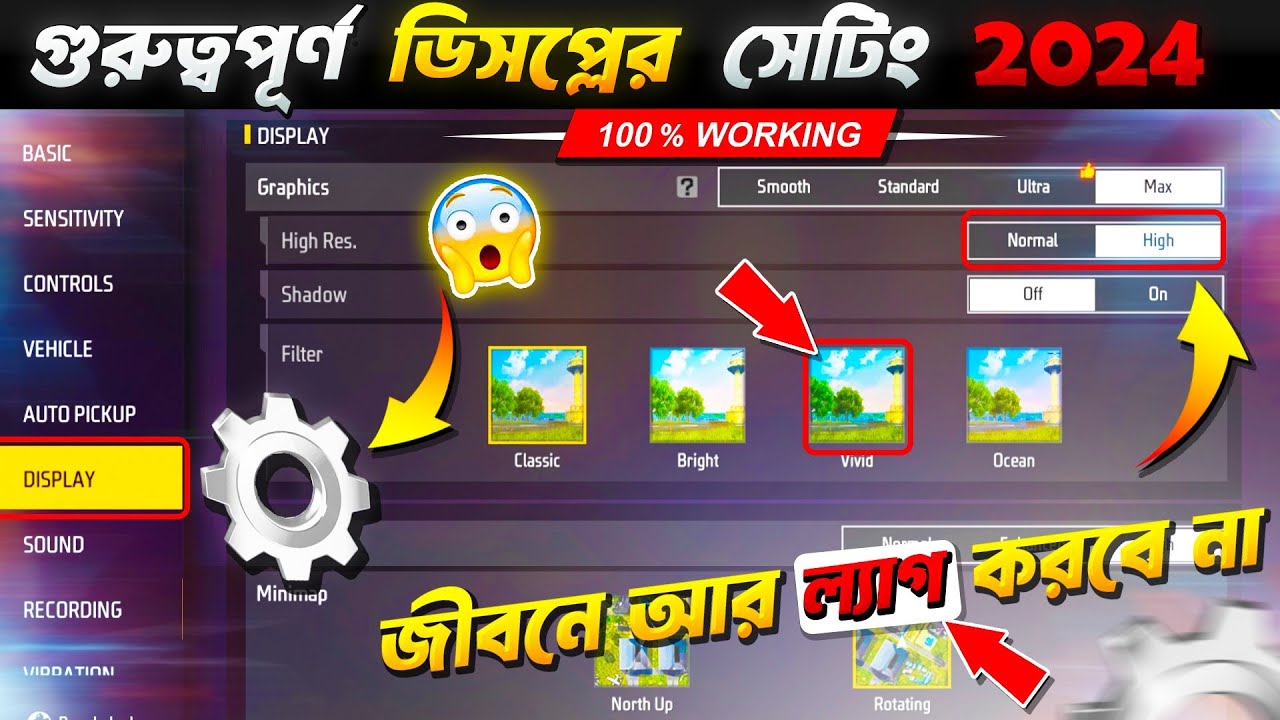 ফ্রী ফায়ার প্রো ডিসপ্লে সেটিং ২০২৪ 😱 Free Fire Display Setting 2024 | Free Fire Lag Fix 2024 🎯