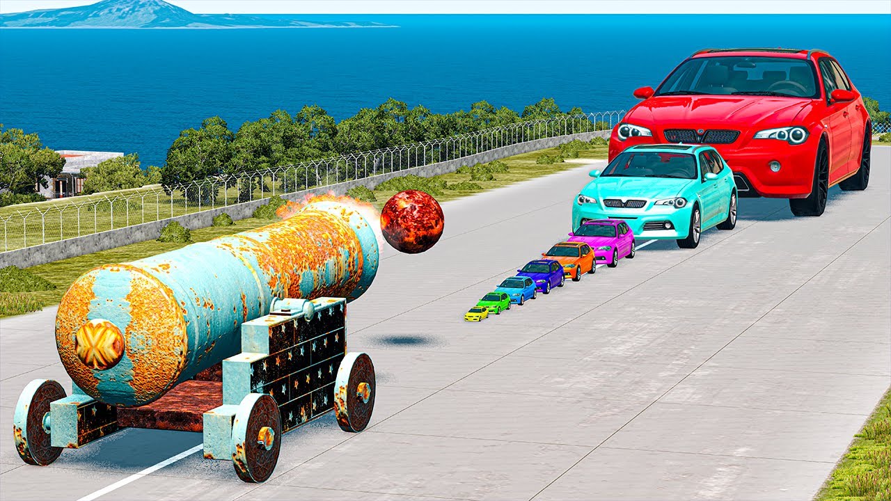 Huge & Tiny Cars vs GIANT CANNON - BeamNG.Drive